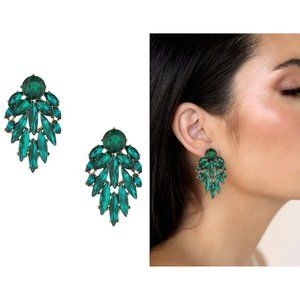 New ~ Anthropologie Ettika "Cry Me A River" Emerald Green Crystal Drop Earrings